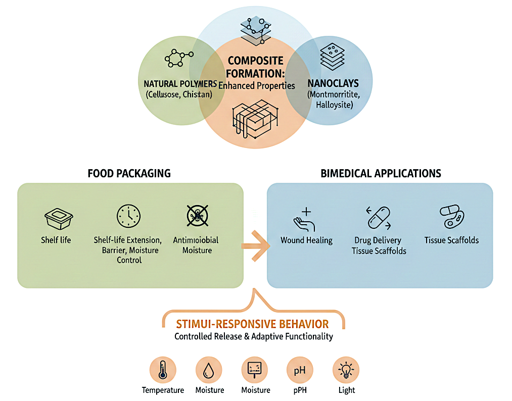 Bridging Food Packaging and Biomedical Applications Using Stimuli-Responsive Natural Polymer–Nanoclay Composites - Issue cover
